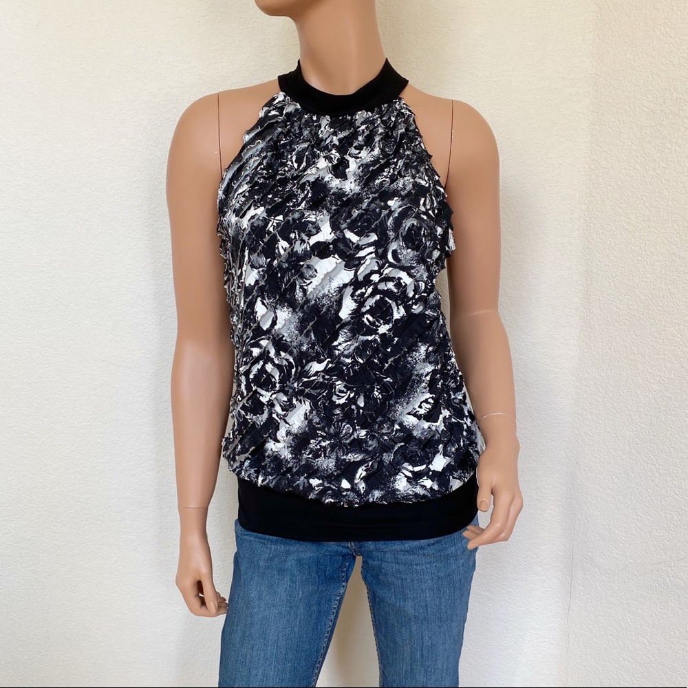 HEART SOUL ❤️❤️❤️ BLACK AND WHITE RUFFLE TOP - Picture 1 of 7